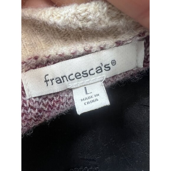 Francescas Floral Nordic Cardigan Sweater Women M Cream Purple Button Wool Blend - Picture 8 of 8